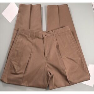 Eddie Bauer Khaki 100% Cotton Mens Pleated Chino Pants - 36x34